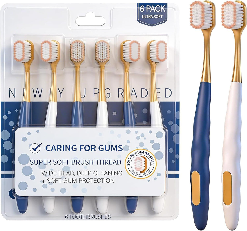 Adult Wide Head Soft Toothbrush Set - Gentle Cleaning for Sensitive Gums