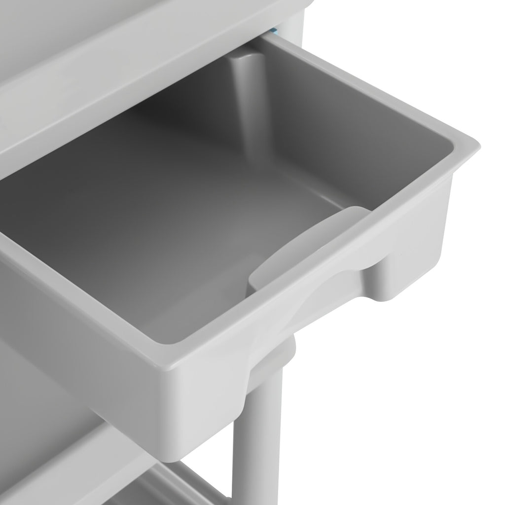 Grey 3-Tier Salon Cart with Wheels - ABS Rolling Tool Organizer