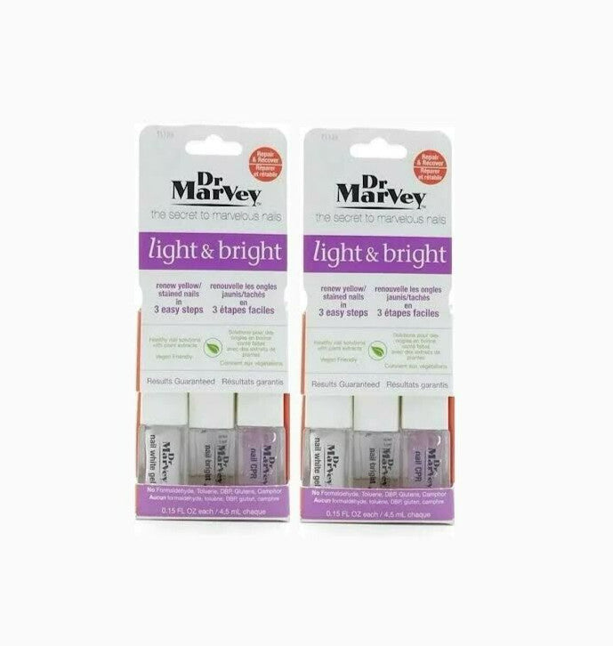 Nail Whitening Gel for Yellow & Stained Nails - 2 Pack Dr. MarVey Light & Bright