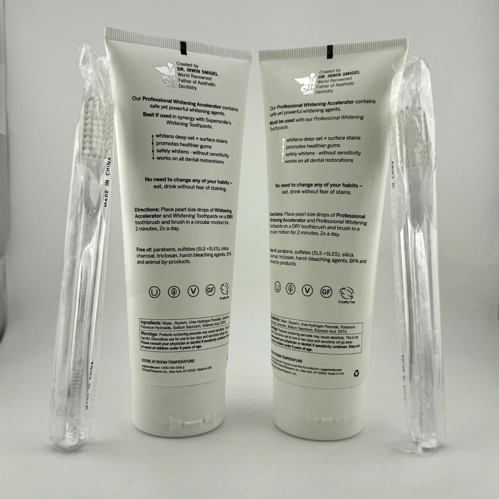 Whitening Accelerator & Toothbrush Set - 2 Pack for Bright Teeth