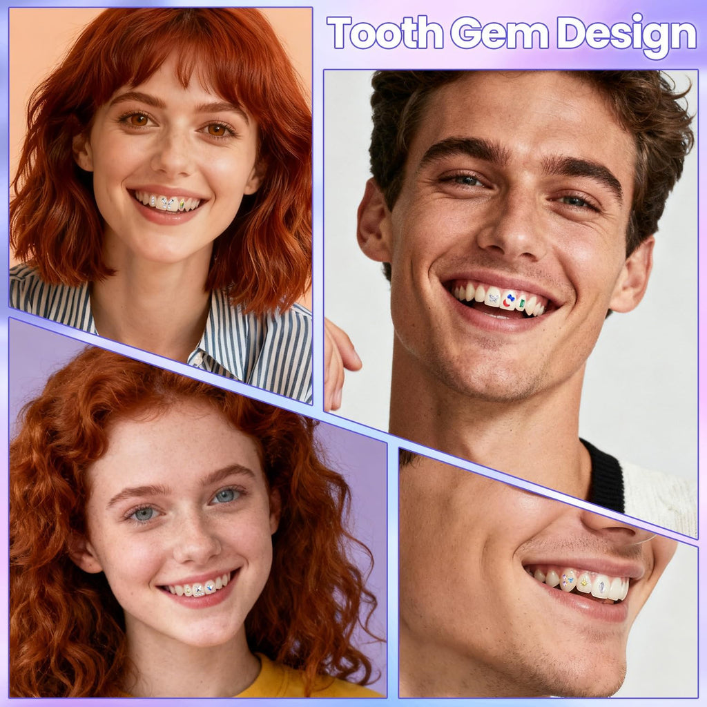 Crystal Tooth Gems Kit for Teeth - Colorful Dental Jewelry with Glue & UV Light