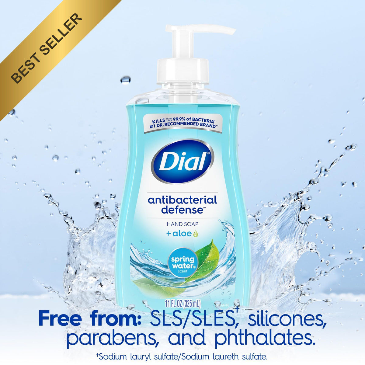 Antibacterial Liquid Hand Soap with Aloe Vera - Spring Water Scent, 11oz Pack of 4