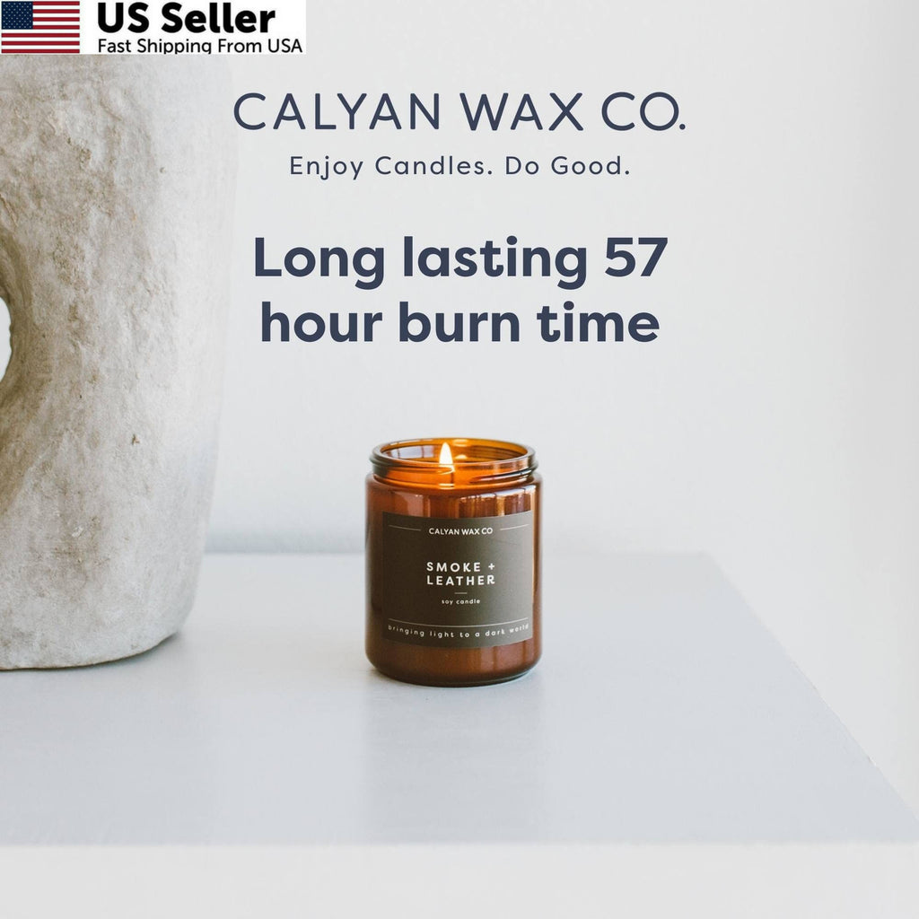 Luxury Soy Candle with , Maple & Bourbon Scent - Amber Glass Jar