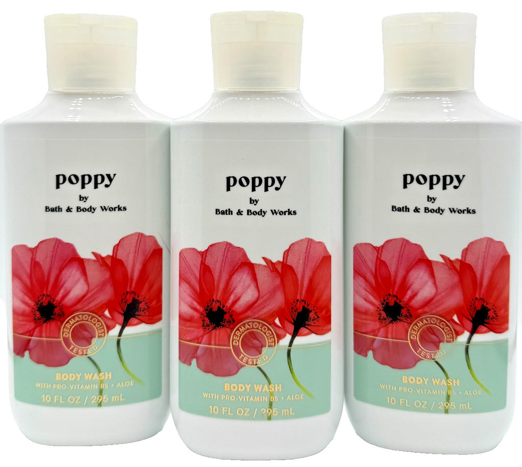 Bath & Body Works Poppy Body Wash Set - 3 Bottles, 10 oz Each
