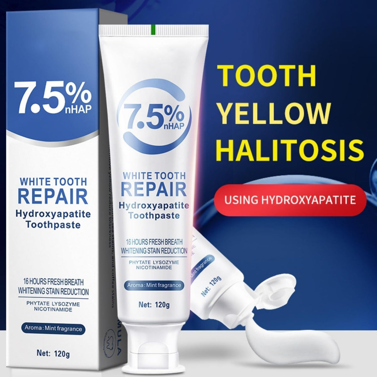 Nano-Hydroxyapatite Toothpaste Mint 7.5% nHAP Fluoride-Free Sensitivity Relief