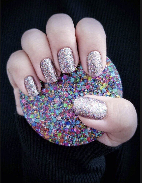 Color Nail Polish Strips 16 Count Glitter Bomb Nail Wraps - Gorgeous
