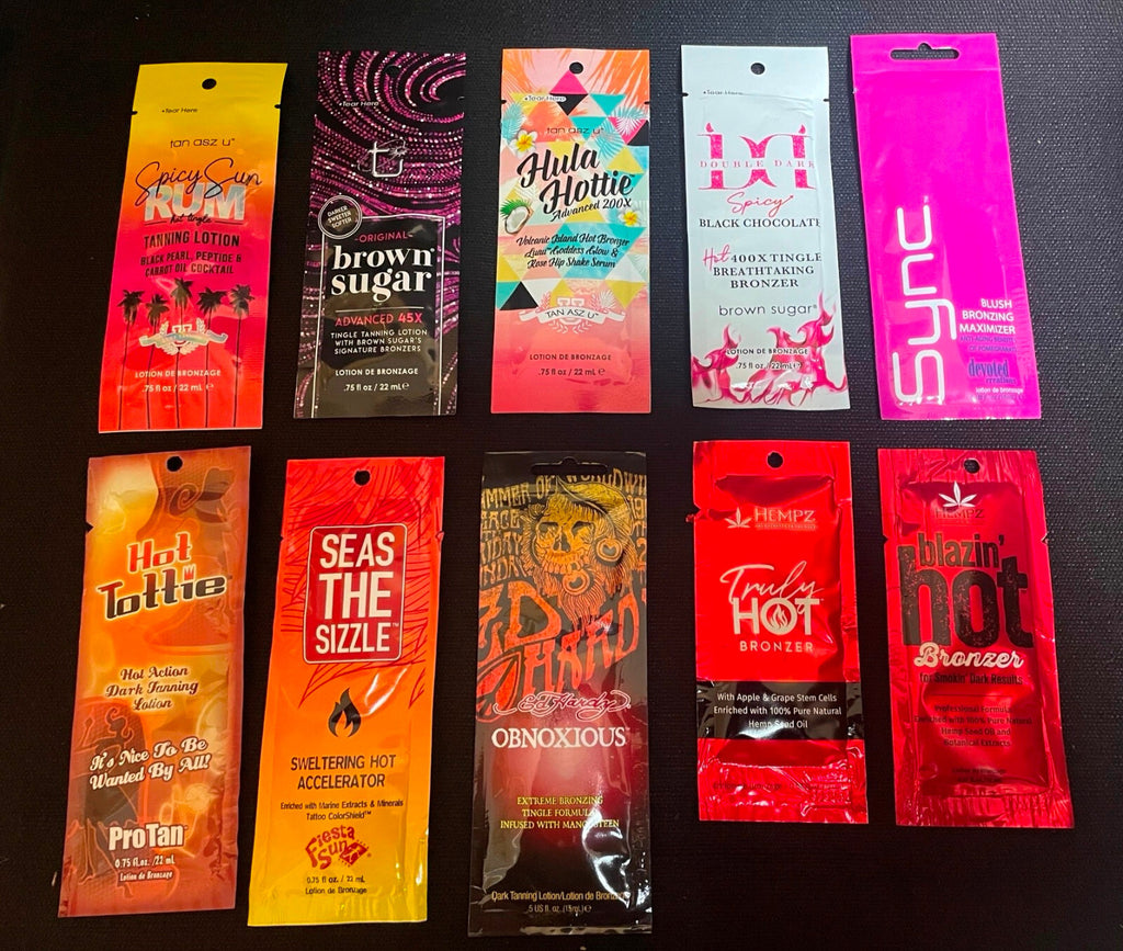 Tanning Packet Set - No Tingle, Some Tingle or All Tingle Options with Eyewear