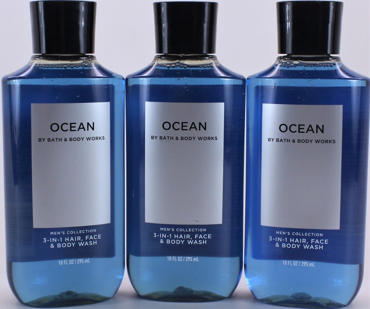 Men's Ocean 3-in-1 Hair Face Body Wash Gel - 10 Oz, Pack of 3
