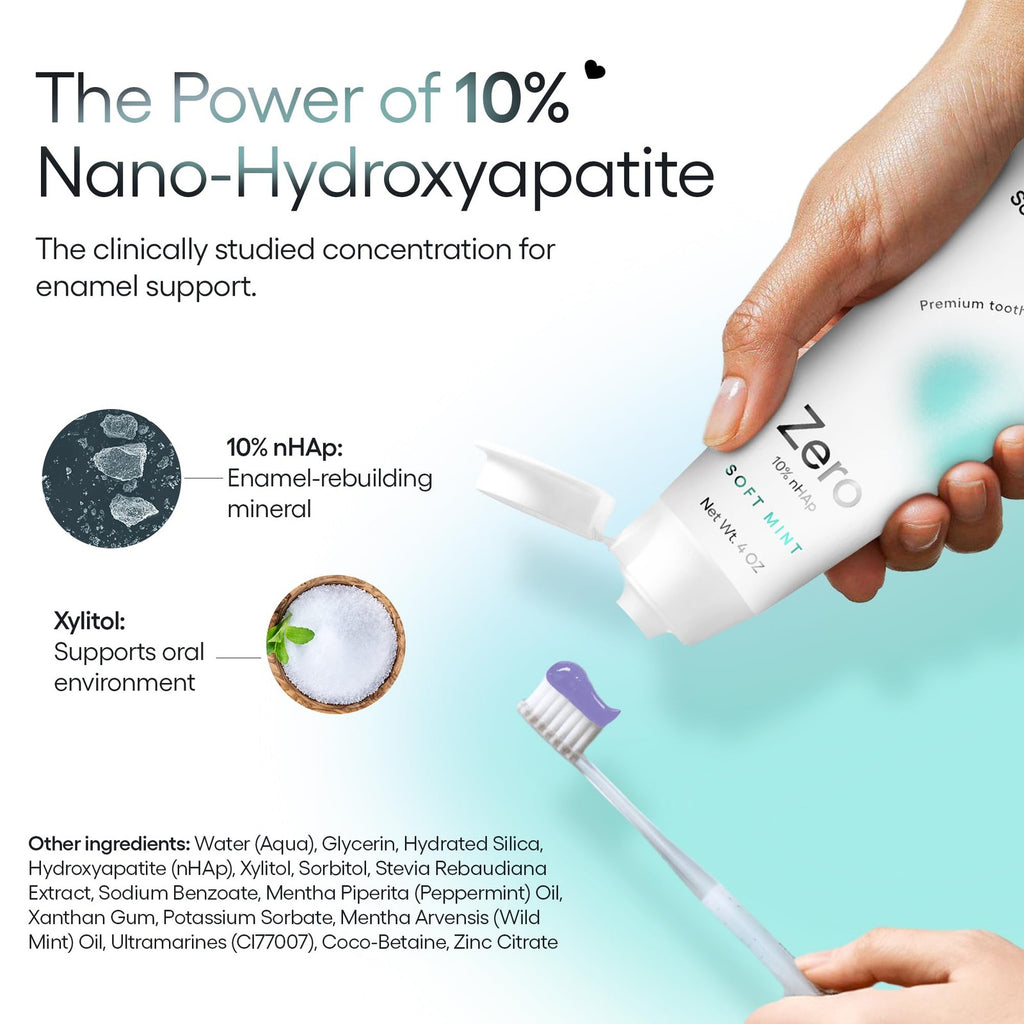 Nano Hydroxyapatite Fluoride-Free Toothpaste for Sensitive Teeth - 10% Remineralizing, Natural Whitening