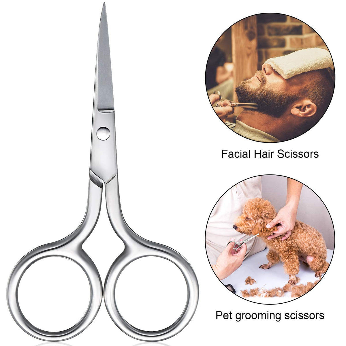 5 Pieces Nose Hair Scissors Stainless Steel Straight Tip Grooming Trimmers