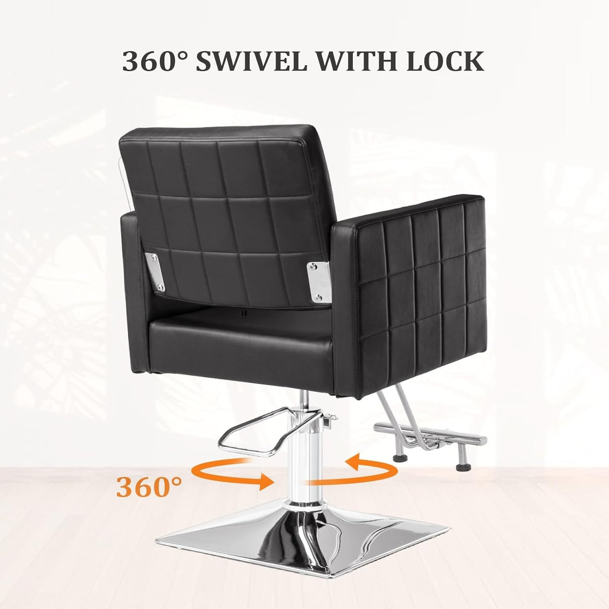 Hydraulic Barber Chair Salon Chair with Footrest, Swivel, Black