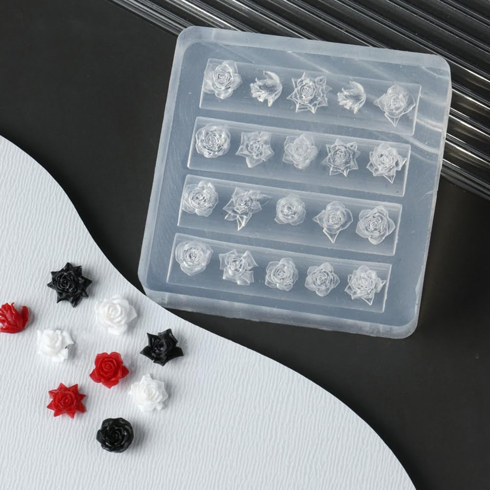 3D Rose Flower Nail Art Silicone Mold for DIY Manicures - Floral Carving Template