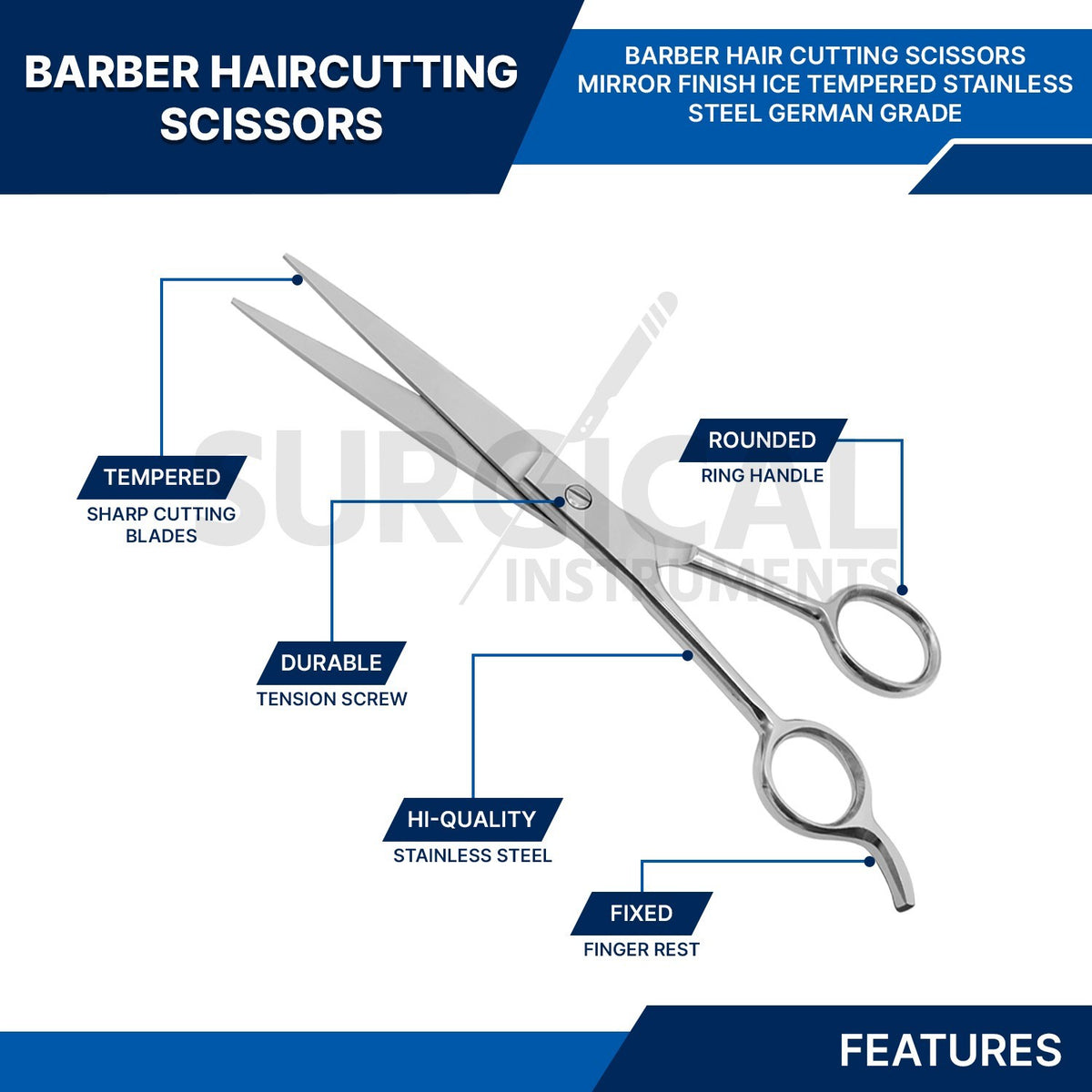 Hair Cutting Scissors Barber Shears 5.5 Inch Tempered German Steel- Pack of 5
