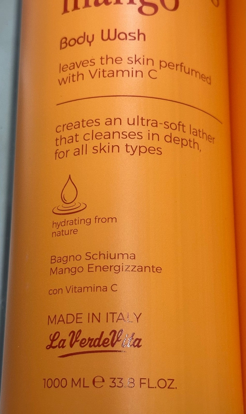 (2-Pack) Energizing Mango Body Wash - Ultra Soft Hydrating 1000ml Made in Italy
