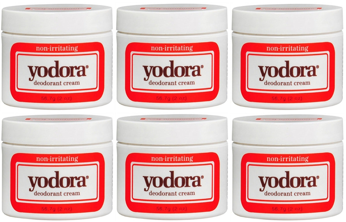Yodora Non-Irritating Deodorant Cream 2oz - Long-Lasting Odor Protection, Pack of 6