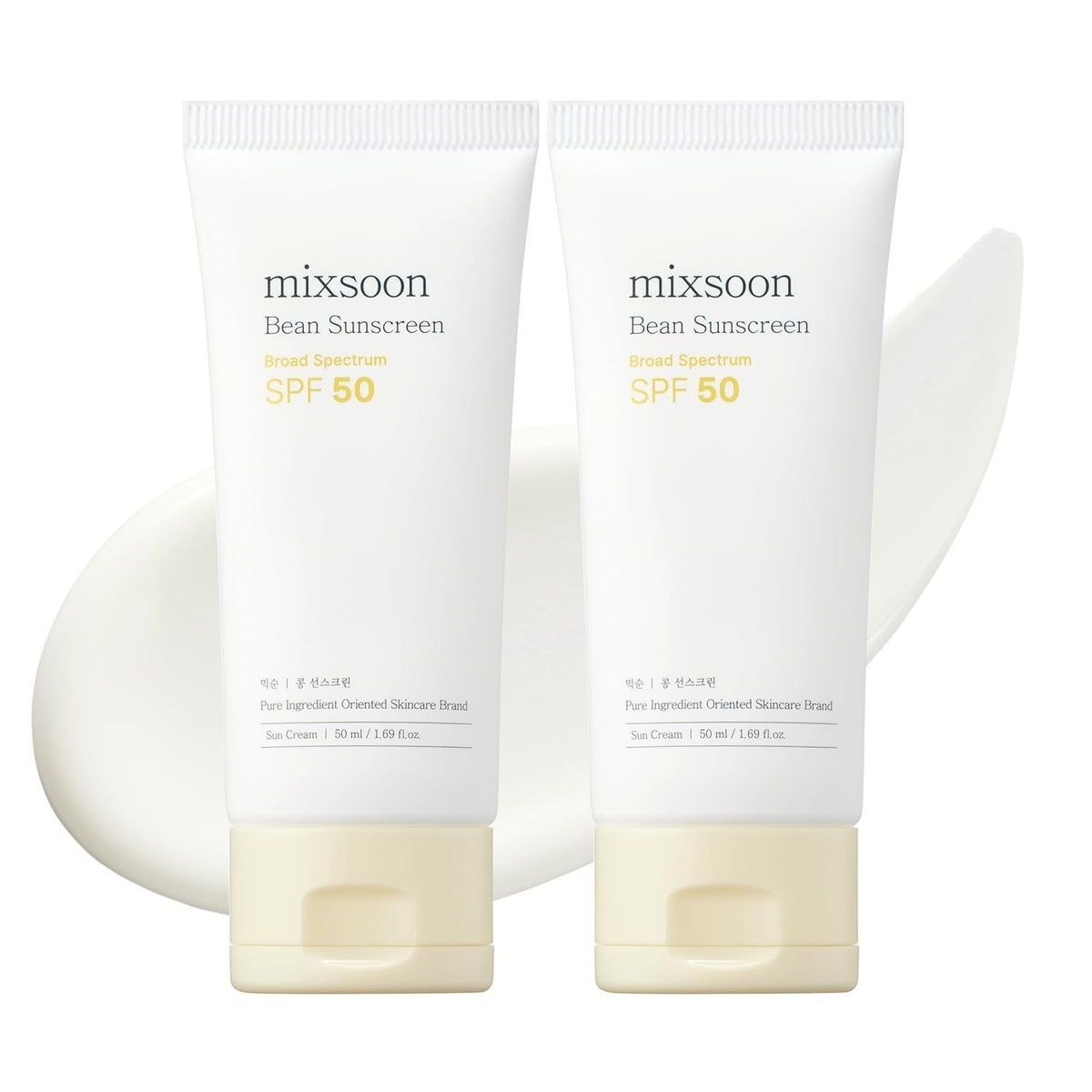 2 Pack SPF 50 Broad Spectrum Sun Cream for Face - Lightweight, No White Cast