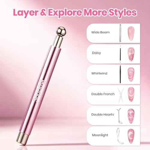 Cat Eye Magnet Set 9-Piece Nail Art Kit for French Tips & Heart Effects