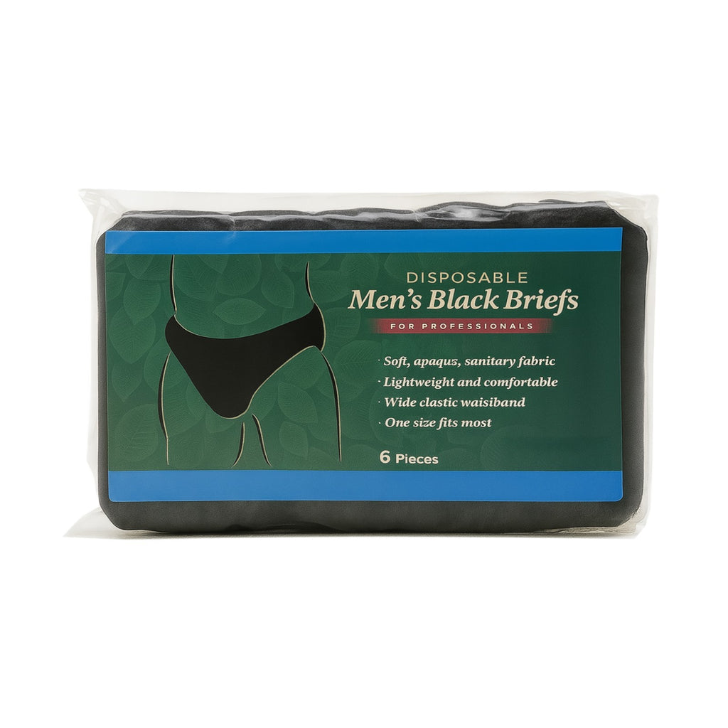 Men's Disposable Briefs Underwear Pack for Spa, Waxing & Tanning - Black 30 pcs
