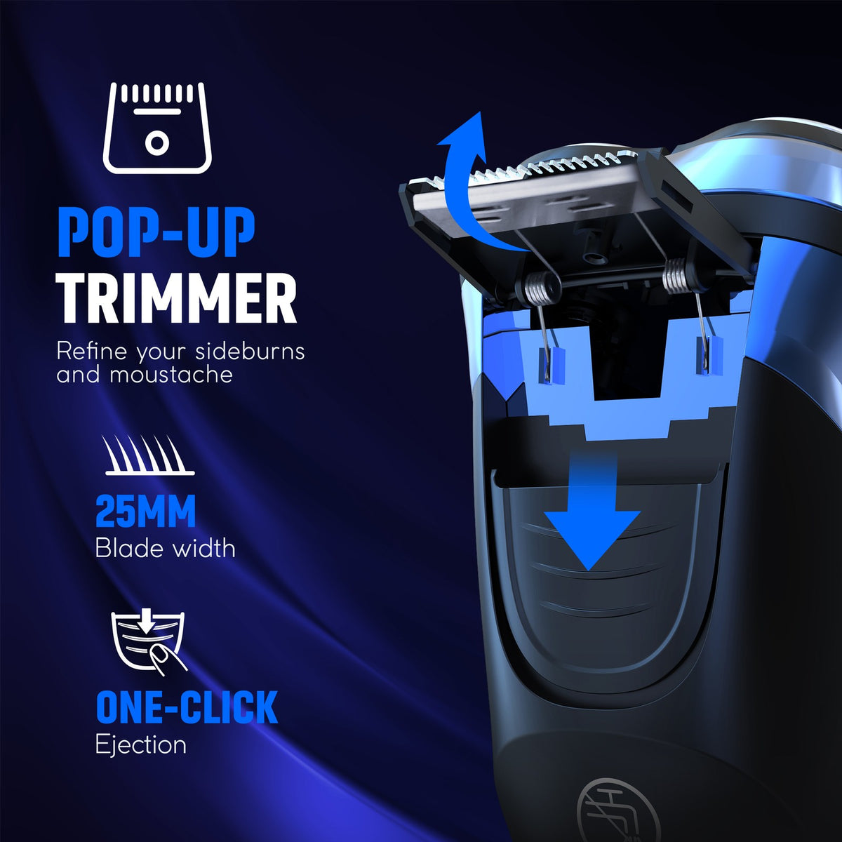 Men's 3D Rotary Electric Shaver with Pop-up Trimmer, Fast Charging