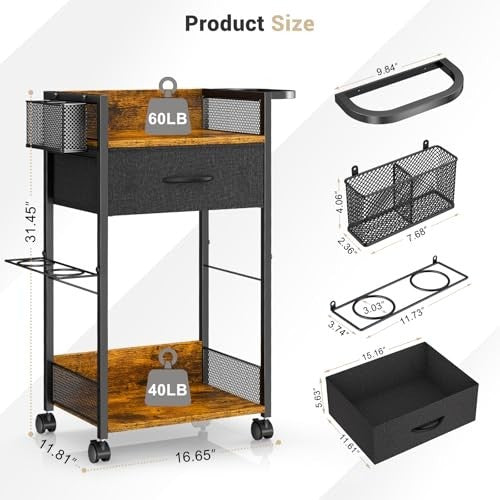 Mobile Salon Trolley Cart with Wheels for Hair Styling & Spa Storage