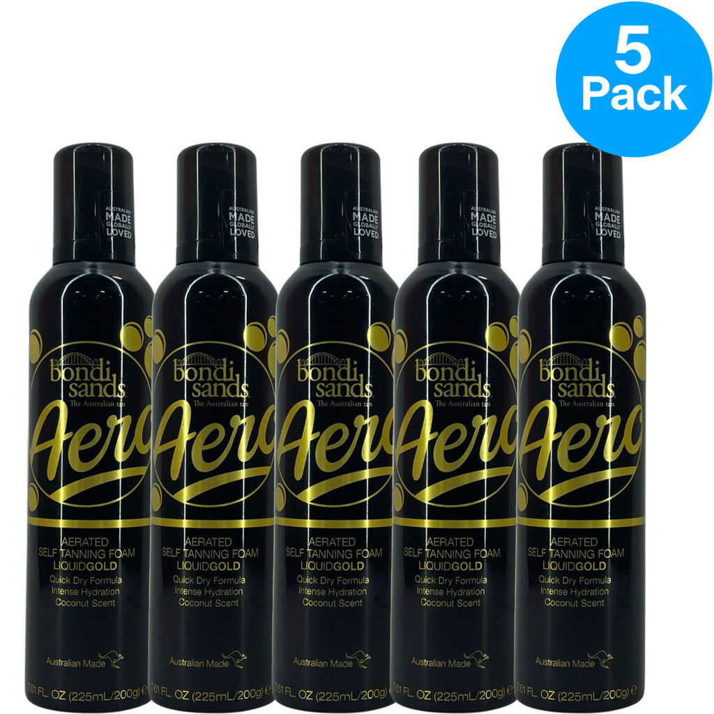 Self Tanning Foam Bundle - Aero Liquid Gold 5 Pack, Natural Sun-Kissed Glow