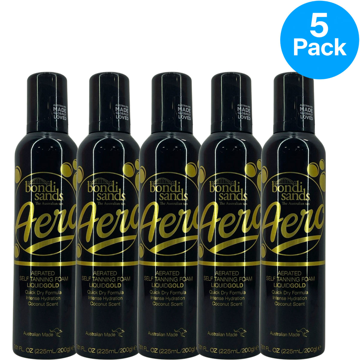 Self Tanning Foam Bundle - Aero Liquid Gold 5 Pack, Natural Sun-Kissed Glow