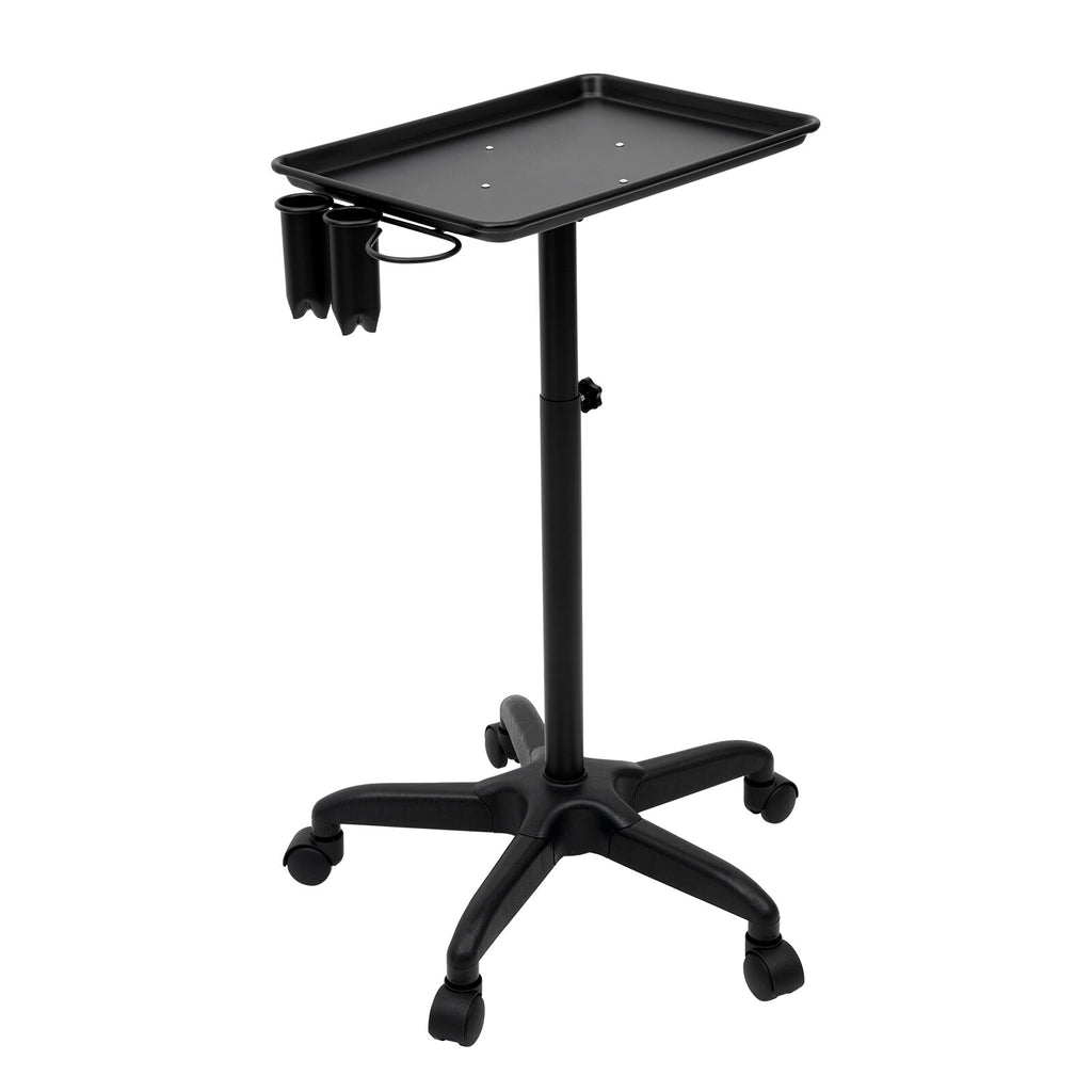 Adjustable Aluminum Salon Trolley Cart with Large Tray and Wheels