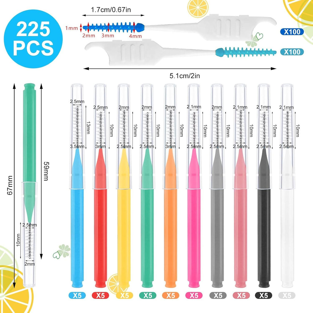 Interdental Brush Set with 255 Pieces for Braces and Teeth Cleaning