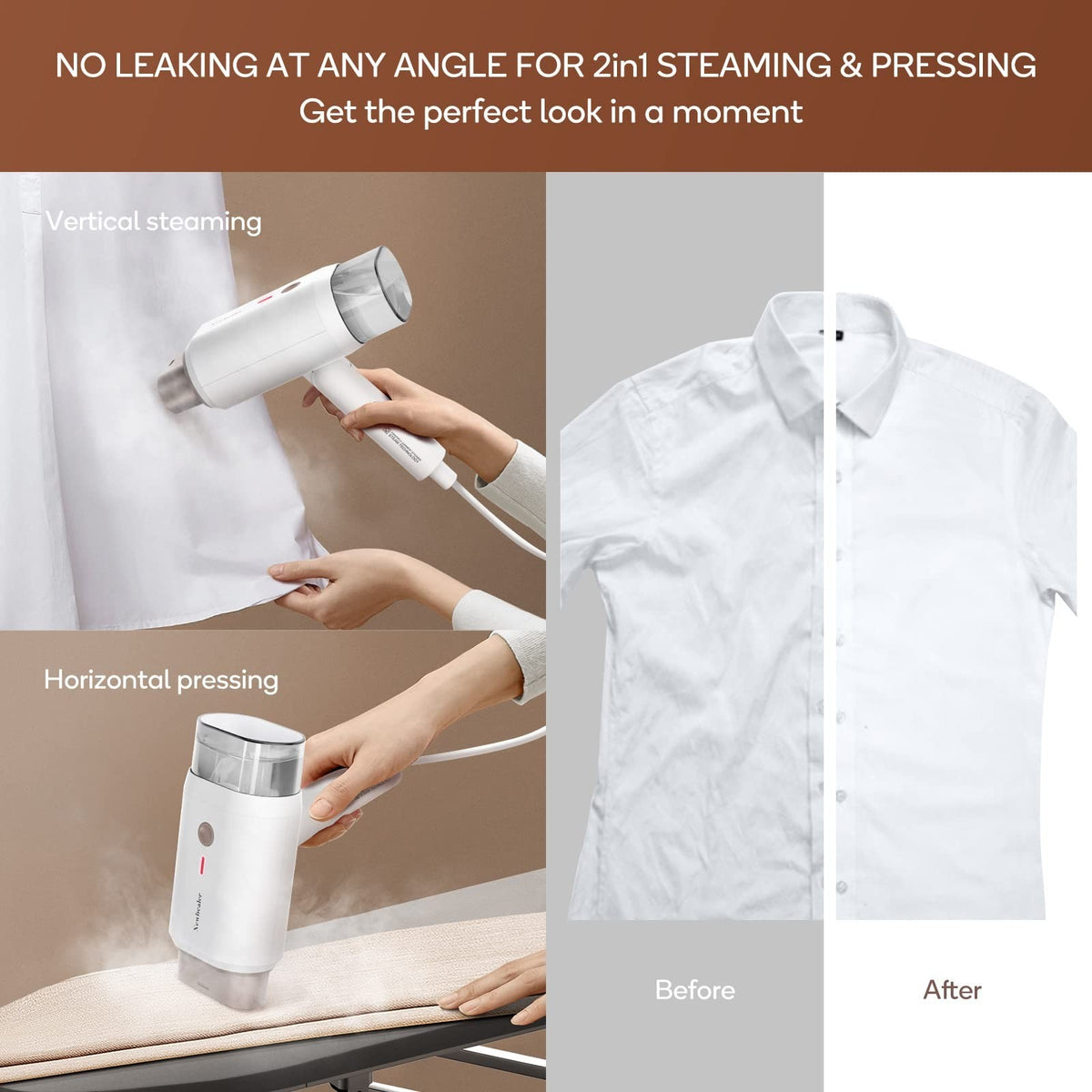 1200W Travel Garment Steamer with Horizontal & Vertical Steam, Foldable Light Portable