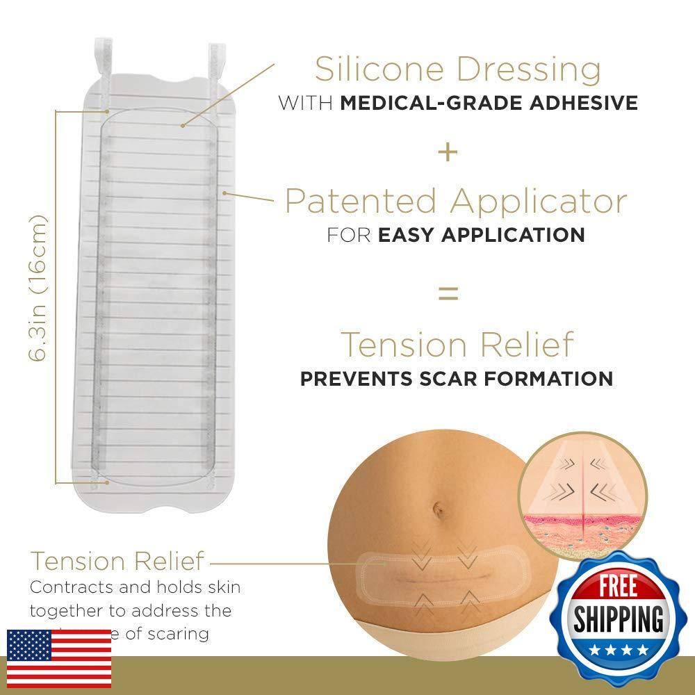 Medical Silicone Scar Sheets for New Hypertrophic & Keloid Scars - 6.3 Inch Extra-Large 30-Day Supply