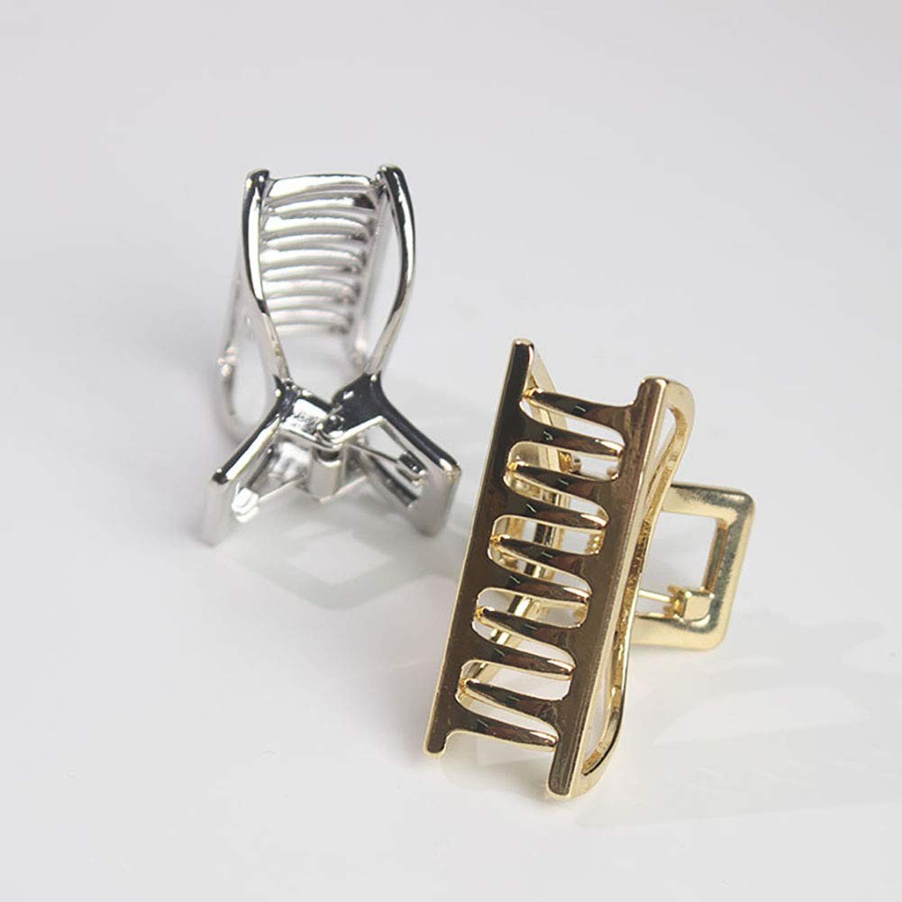 Set of 4 Vintage Metal Small Hair Claw Jaw Clips - Semicircle Design