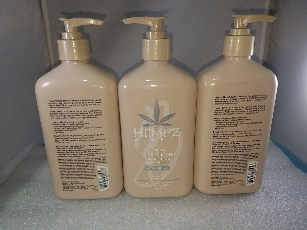 Herbal Body Moisturizer with Hemp Seed Oil - Koa & Sweet Almond, 17 oz