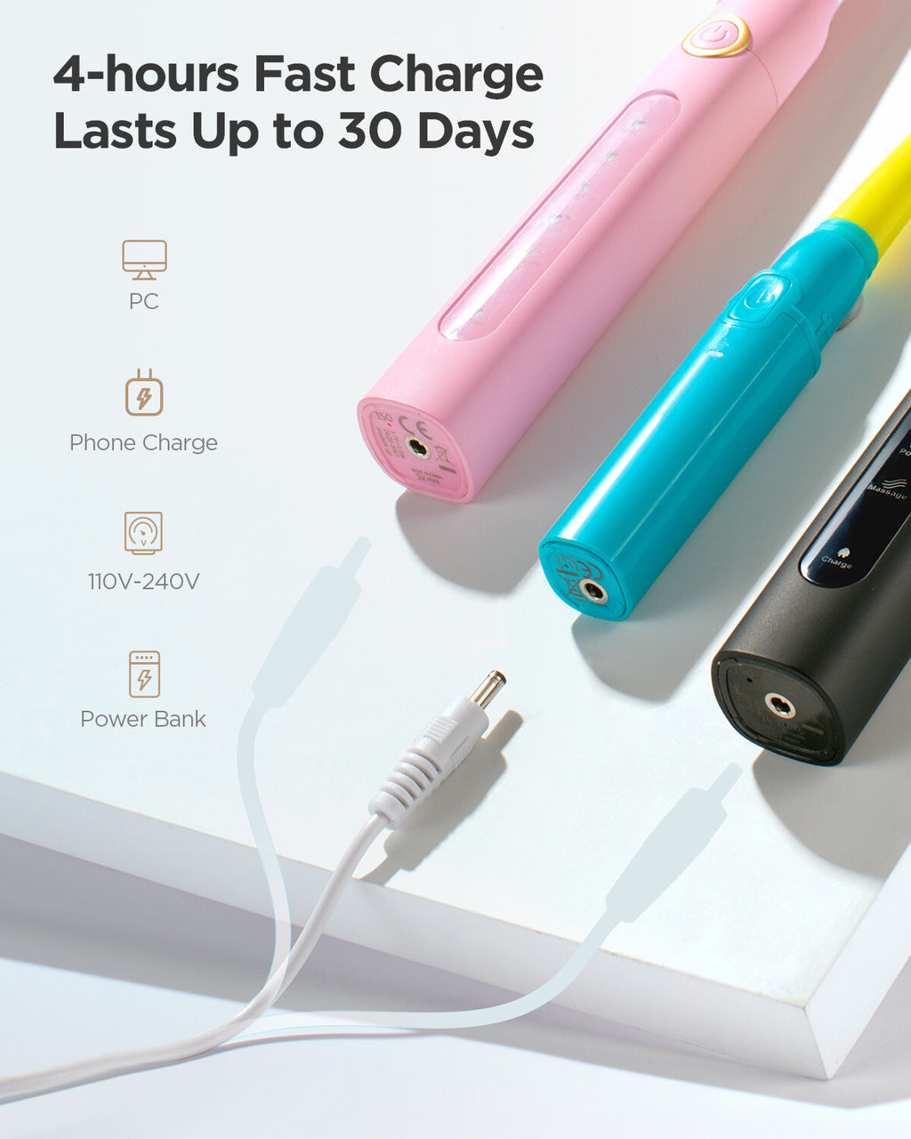 Electric Toothbrush Set with 10 Brush Heads, 3 Pack Rechargeable Sonic Oral Care