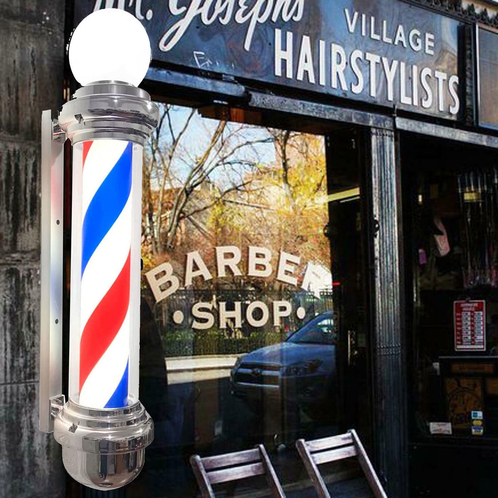 33-Inch Rotating LED Barber Shop Pole Sign Light - Red Blue White