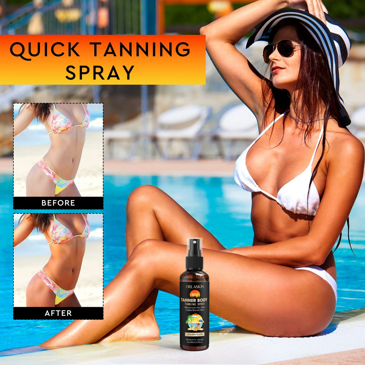 Self Tanner Spray for Face & Body - Natural Glow, Quick Dry, Streak-Free 100ml