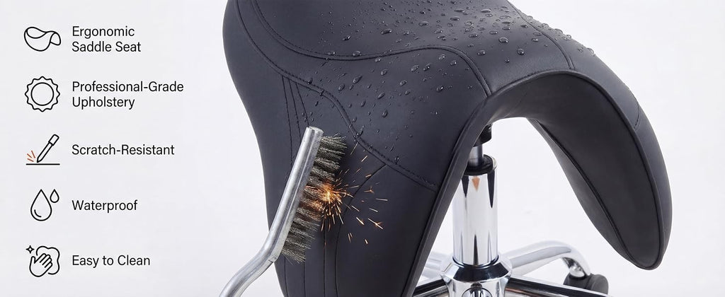 Adjustable Saddle Stool with Wheels for Salon Hair Stylist & Spa