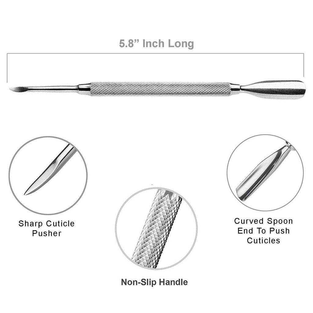 Stainless Steel Cuticle Pusher Remover Tool Set for Manicure Pedicure Nail Art