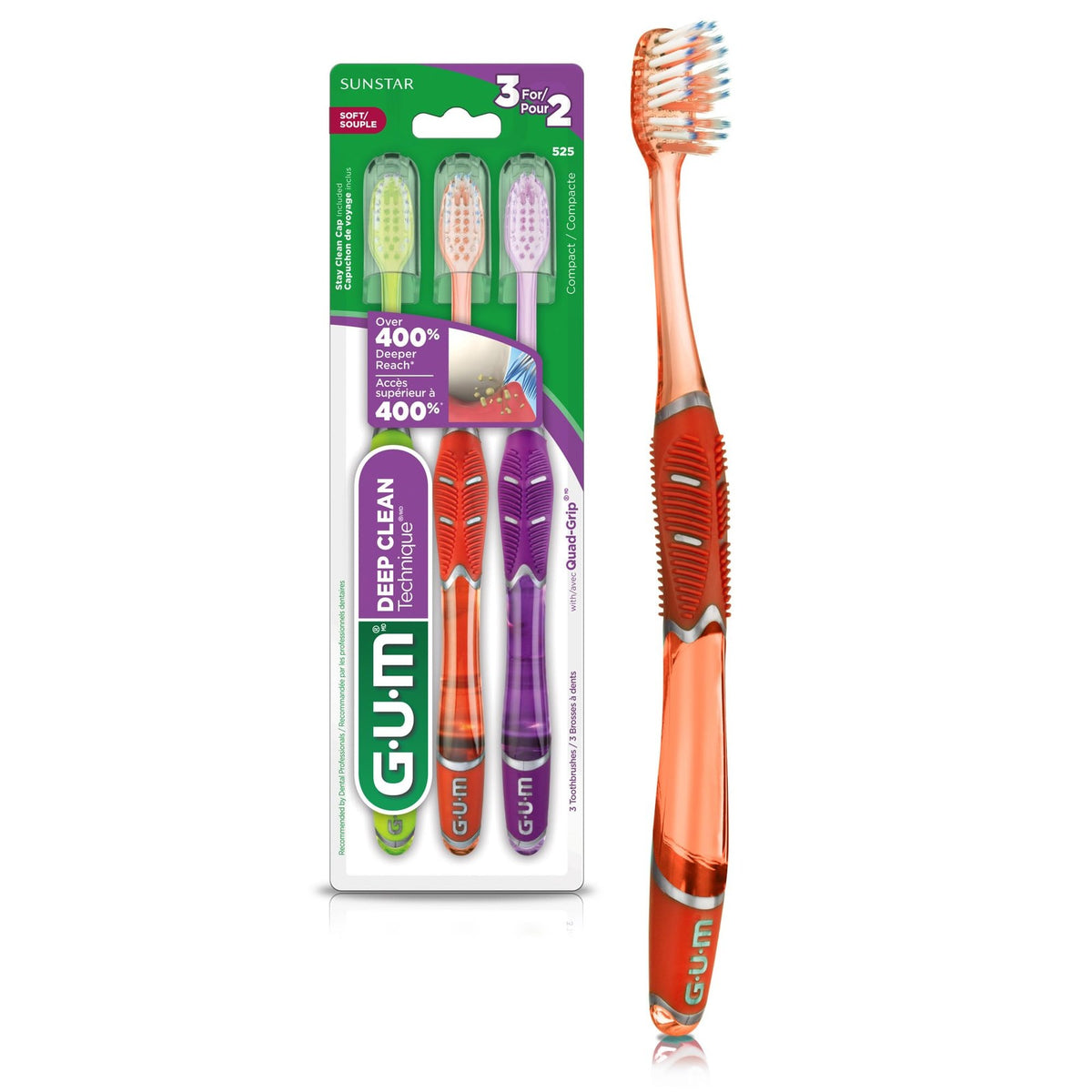 Soft Deep Clean Toothbrush with Compact Head for Adults