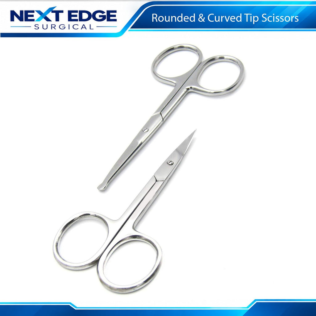 Stainless Steel Eyebrow Nose & Beard Grooming Scissors Set - Fine Precision