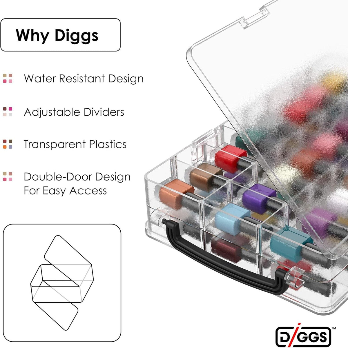 48-Slot Nail Polish Organizer Case with Handle - Universal Storage Solution