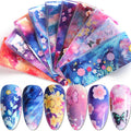 10 Sheets Butterfly Flower Nail Art Transfer Foil Decals for Manicure DIY