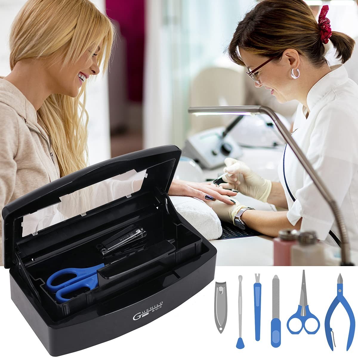 Black Nail Tool Sterilizer with Transparent Lid - Professional Salon Grade