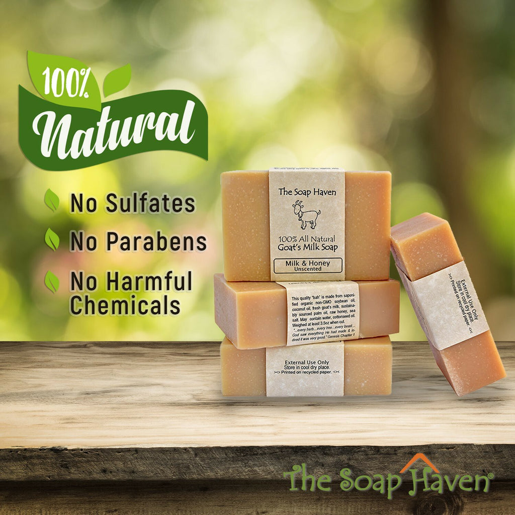 Goat Milk & Honey Unscented Handmade Soap Bars - All Natural Skin Care