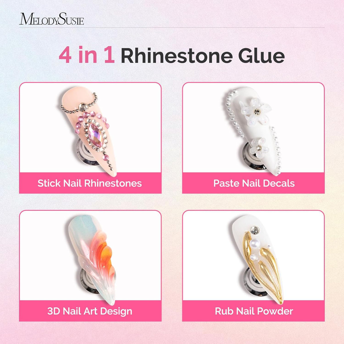 Nail Rhinestone Glue for 3D Nail Art - Strong Adhesive for Gem & Jewel Fixing