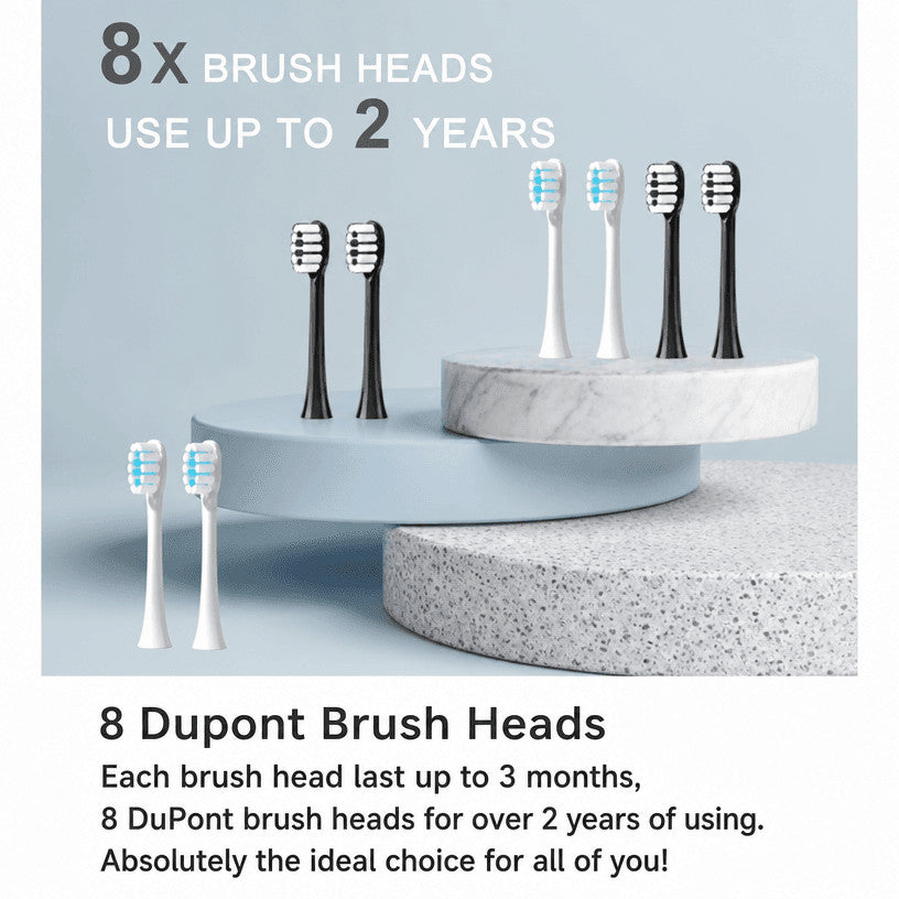 Electric Sonic Toothbrush 2 Pack with 6 Modes, 42000 VPM, Waterproof & Long Battery Life
