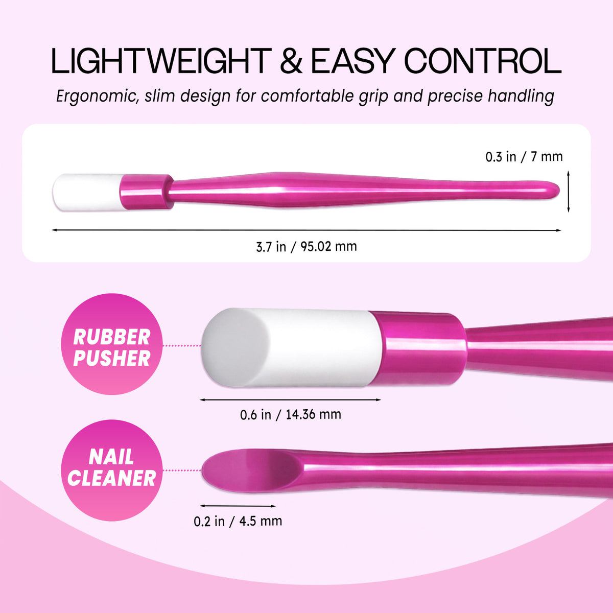 10pcs Disposable Nail Cuticle Pusher Set with Rubber Tips for Manicures