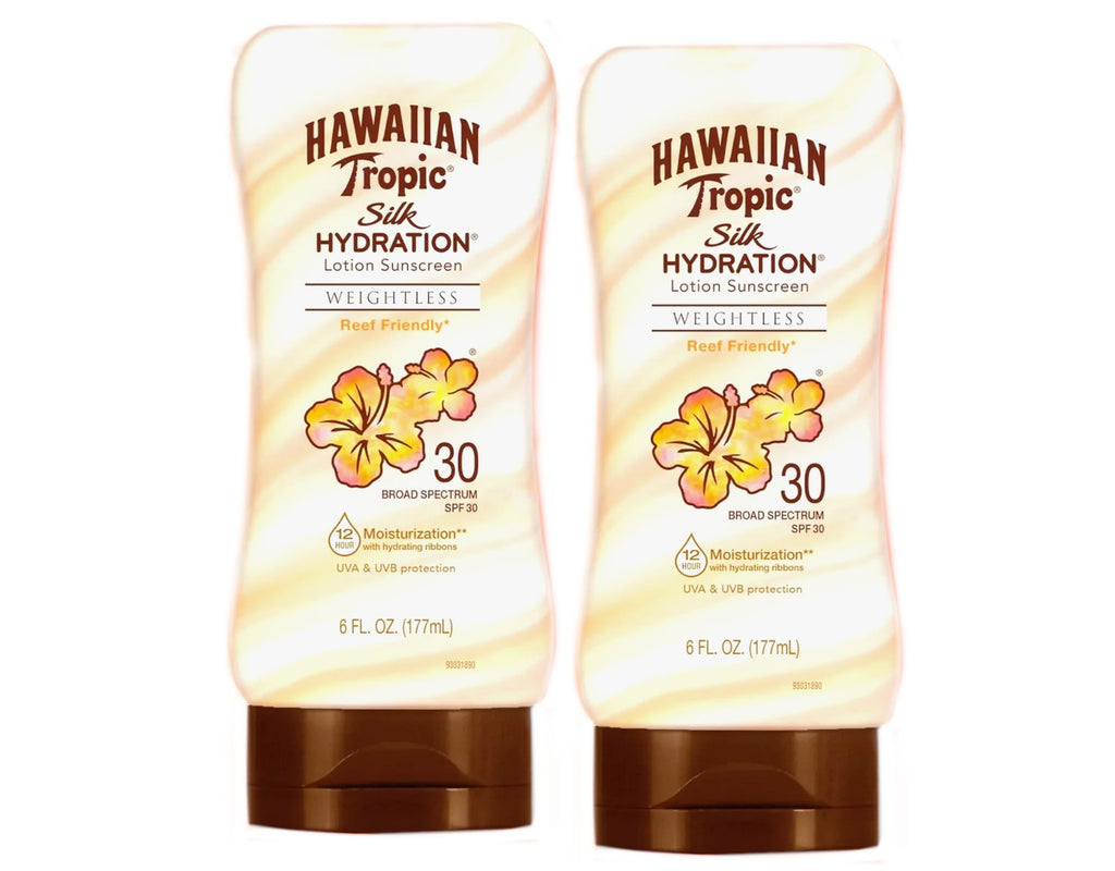 Hawaiian Tropic Weightless Sunscreen Lotion with Hydrating Botanicals - Pack of 2, 6 Fl Oz