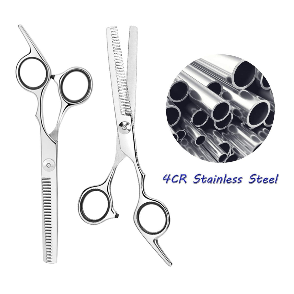Professional Hair Thinning Shears 2-Piece Set Stainless Steel Hair Cutting Scissors