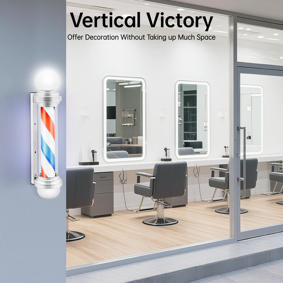 Rotating LED Sign Lamp for Barber Shop Pole Red Blue White Light