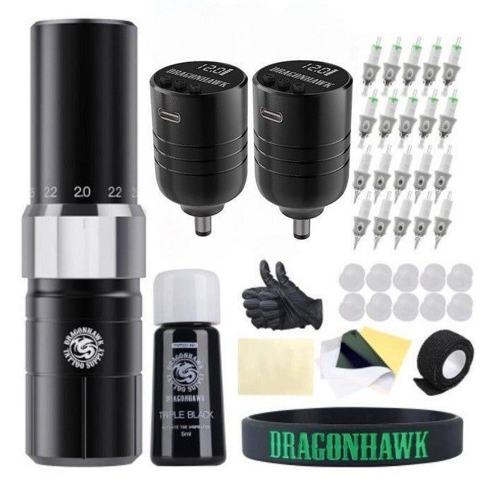 Tour Y23 Wireless Tattoo Kit by Dragonhawk — 2 Replaceable Batteries